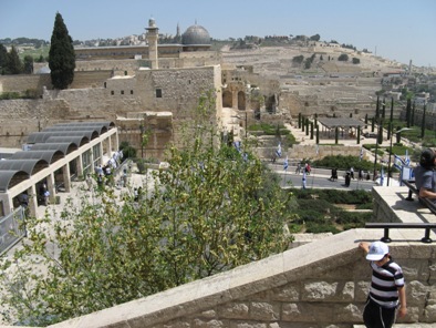 Иерусалим. Храмовая Гора. Вид с горы Сион на гору Цофим (гора Наблюдателей, позади Храмовой горы)